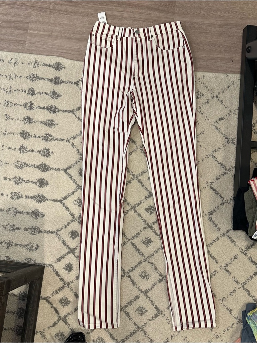 NEW WeWoreWhat White Jeans with Stripes. Size 30